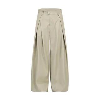 Low Rise Plain Wide Leg Pants Khaki by Berrytrix