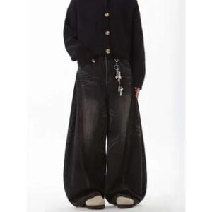 Mid Rise Washed Baggy Jeans Black 281683443