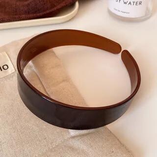 Glossy Wide Resin Headband (Various Designs) 02 - Plain - Dark Brown by enthice