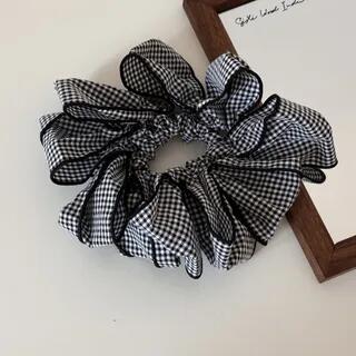 Plaid Oversized Scrunchie Plaid - Black | Koi Kawaii by Koi Kawaii