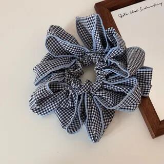 Plaid Oversized Scrunchie Plaid - Blue | Koi Kawaii by Koi Kawaii