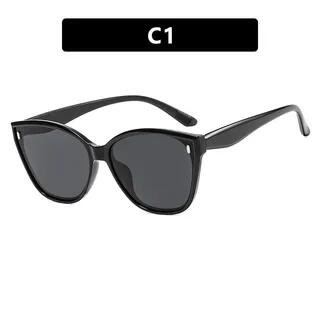 Cat Eye Plastic Sunglasses C1 - Glossy Black Frame - Gray | iLANURA by iLANURA