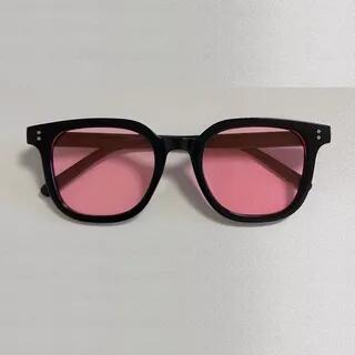 Square Tinted Lenses Blush Sunglasses 05 - Black Frame - Pink | Aisyi by Aisyi
