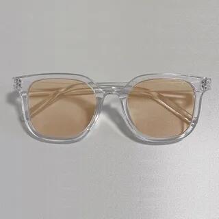 Square Tinted Lenses Blush Sunglasses 02 - Transparent Frame - Brown by Aisyi
