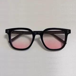 Square Tinted Lenses Blush Sunglasses 06 - Black Frame - Red | Aisyi by Aisyi