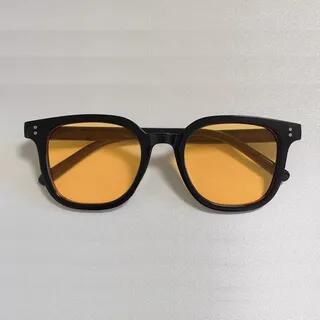 Square Tinted Lenses Blush Sunglasses 07 - Black Frame - Light Brown by Aisyi