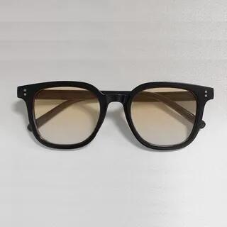 Square Tinted Lenses Blush Sunglasses 08 - Black Frame - Gradient - Brown by Aisyi