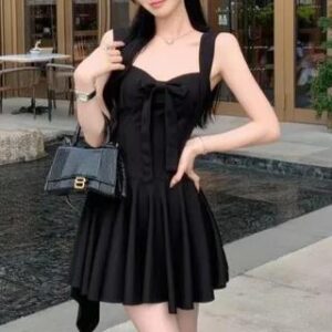 Sleeveless Sweetheart Neck Plain Mini A-Line Dress 795 - Black 281867151