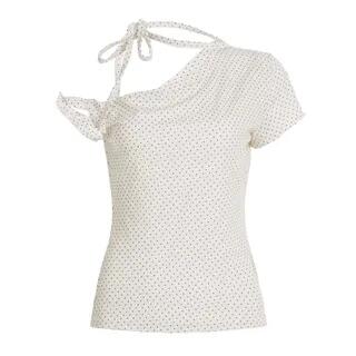 Short-Sleeve Halter Neck Off-Shoulder Dotted Slim Fit Crop Tee Off-White by Sosana