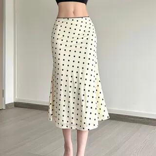 Low Rise Dotted Midi Pencil Skirt Almond by Sosana