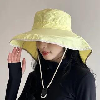 Foldable Contrast Trim Sun Hat Yellow by Pompabee
