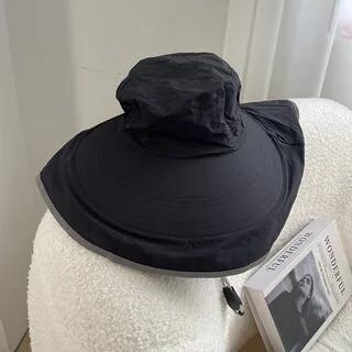 Foldable Contrast Trim Sun Hat Black by Pompabee