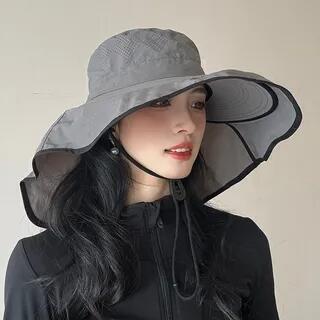 Foldable Contrast Trim Sun Hat Dark Gray by Pompabee