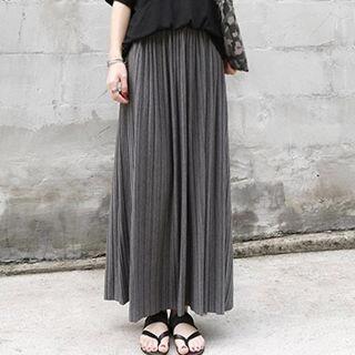 Pleated Maxi Skirt Khaki by Lexama