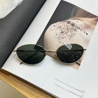 Oval Metal Frame Sunglasses Gold Frame - Dark Green | Aisyi by Aisyi