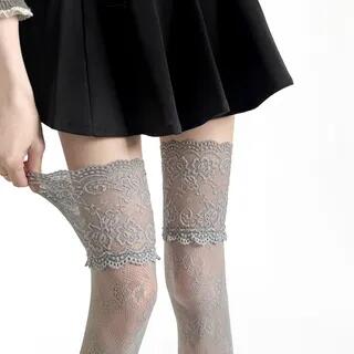 Lace Over the Knee Stockings Gray by Gentiana