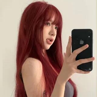 Long Full Wig - Straight Wine Red by Jasmintinea
