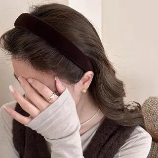 Plain Velvet Headband Dark Brown by Gemsha