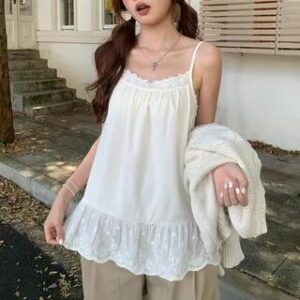 Lace Trim Plain Cami Top Almond 282234316