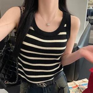 Black And White Striped Tank