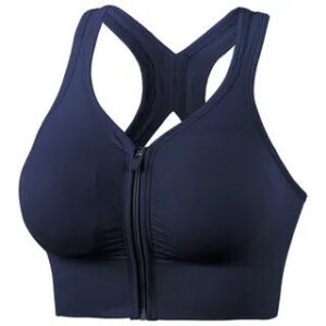 Plain Zipped Sports Bra Navy Blue | femmal 282256797