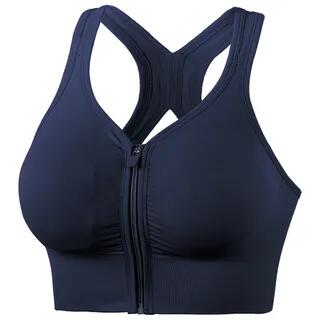 Plain Zipped Sports Bra Navy Blue | femmal by femmal