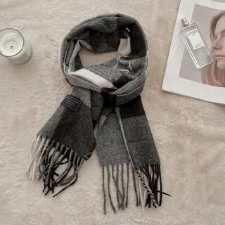 Plaid Fringe Scarf 14 - Plaid - Black & White by Frior