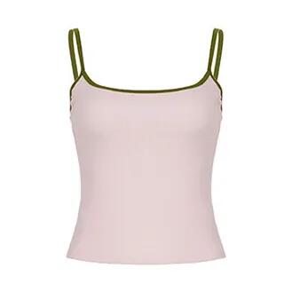 Scoop Neck Contrast-Trim Slim-FIt Camisole Top / Low Waist Tie-Waist Mini Pencil Skirt Top by Sosana