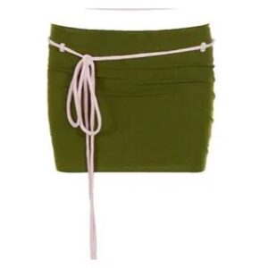 Scoop Neck Contrast-Trim Slim-FIt Camisole Top / Low Waist Tie-Waist Mini Pencil Skirt Skirt 282302938