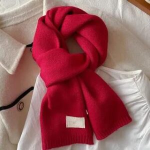 Plain Knit Scarf 10 - Red - 160cm x 20cm 282319581