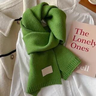 Plain Knit Scarf 12 - Fruit Green - 160cm x 20cm by Frior