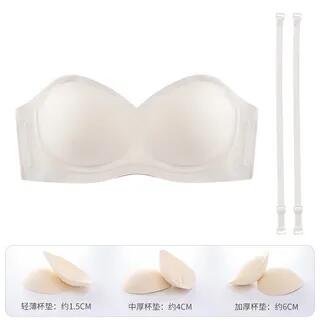Plain Seamless Wireless Bra With 4cm & 6cm Bra Pads Inserts - White by Wildery