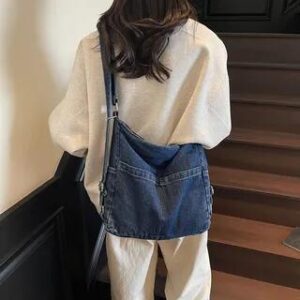 Denim 2-Way Crossbody Bag Dark Blue 282332098