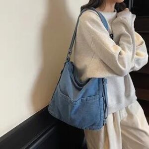 Denim 2-Way Crossbody Bag Light Blue 282332629
