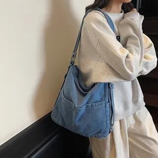 Denim 2-Way Crossbody Bag Light Blue by TangTangBags