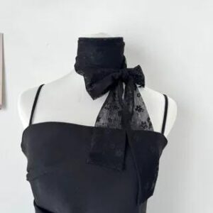 Lace Scarf / Hair Tie Scarf (Various Designs) SKU-08 - Small Flower - Black 282346668