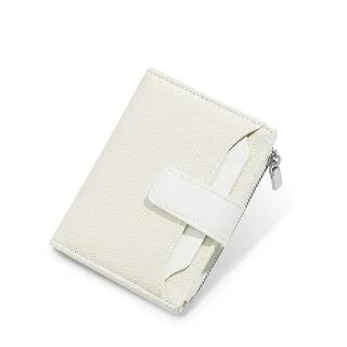 Plain Faux Leather Short Wallet White by tablarosa