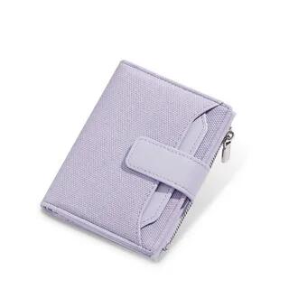 Plain Faux Leather Short Wallet Purple by tablarosa