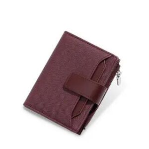 Plain Faux Leather Short Wallet Red 282347136