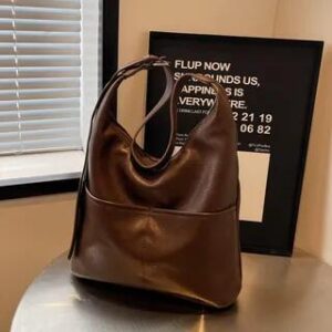 Faux Leather Tote Bag Coffee | KOCORE 282347142