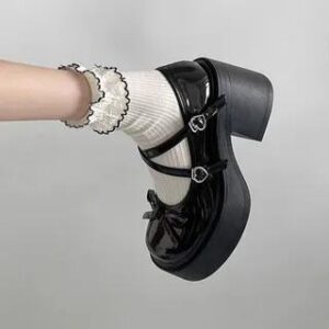 Block Heel Platform Plain Mary Jane Pumps Black - 37 282359924
