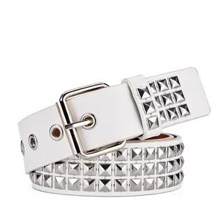 Studded Faux Leather Belt White | Kinoxslone by Kinoxslone