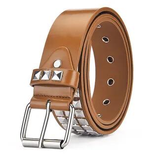 Studded Faux Leather Belt Khaki | Kinoxslone by Kinoxslone