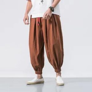 Mid Rise Plain Cropped Harem Pants Coffee 282366252