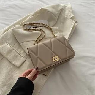 Quilted Flap Light Tote Bag Khaki by Maorong
