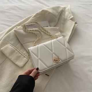 Quilted Flap Light Tote Bag White by Maorong