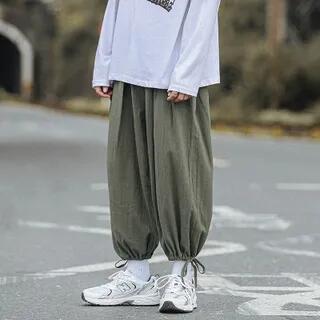 Mid Rise Plain Cropped Wide Leg Pants Army Green by FOEV