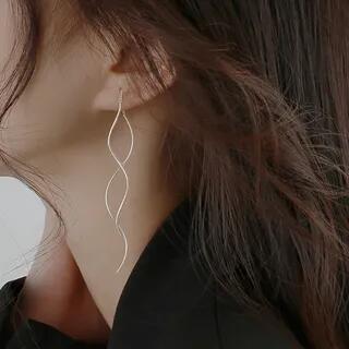 Swirl Alloy Threader Earring 1 Pair - Silver | Seirios by Seirios