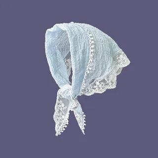 Lace Trim Triangle Bandana 02 - Light Blue by Daeuni