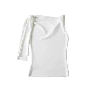 Sleeveless Asymmetrical Plain Top White by Ulark